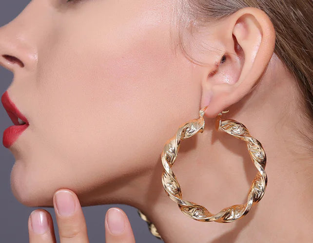 Minimalist Textured Gold Hoops