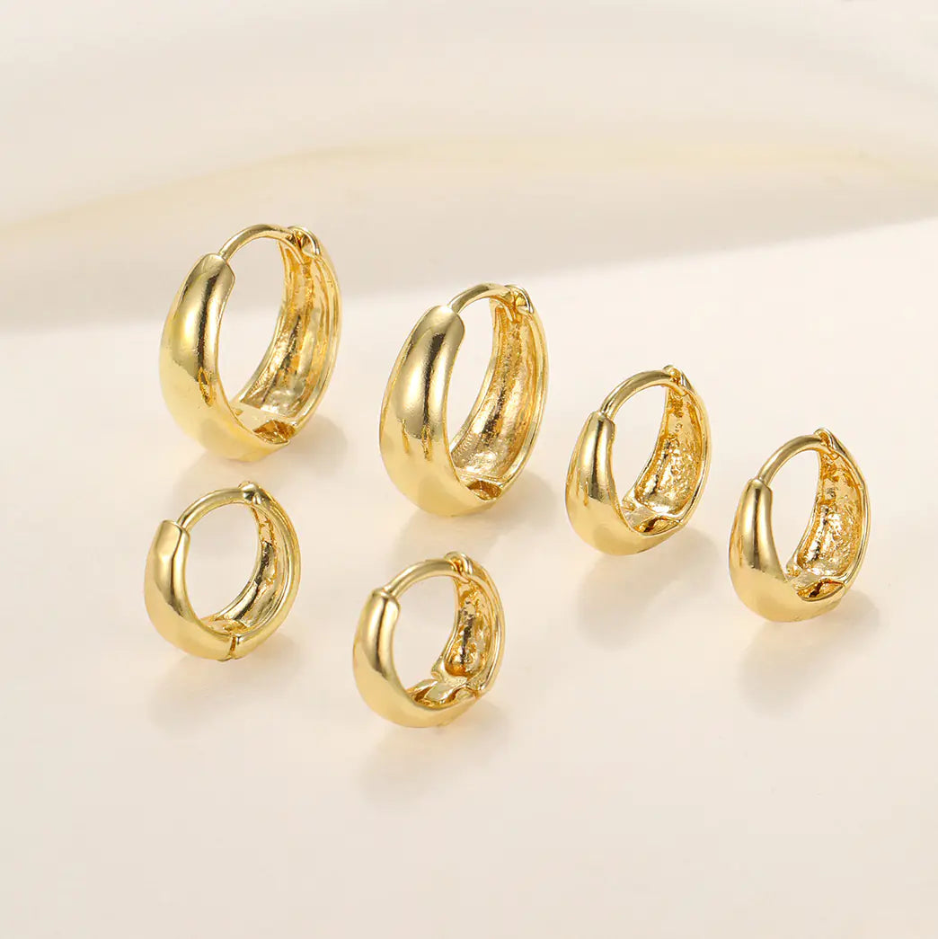 Geo Gold Hoop Earrings Set (6 Pieces)