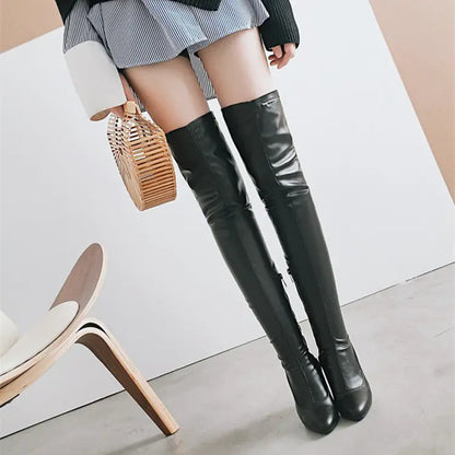 Knee-High Stiletto Zipper Boots with Pointed Toe
