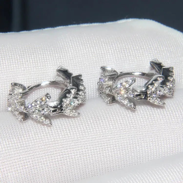 Laurel Leaf Crystal Hoop Earrings