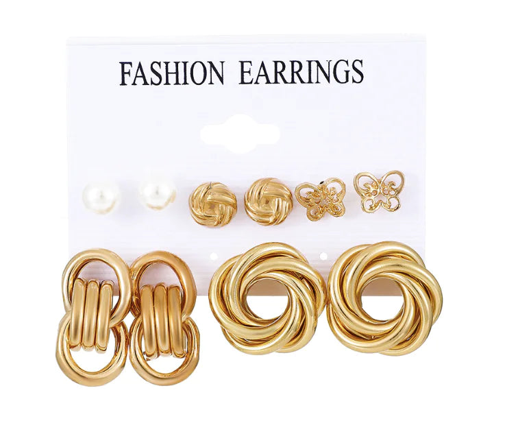 Korean Style Tassel Earrings Set (6 Pairs)