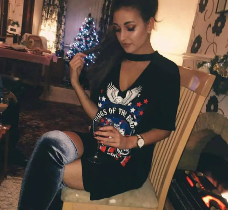 Eagle Motorcycle Print T-Shirt Dress