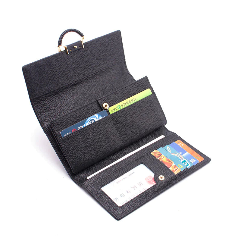 Long Cowhide Leather Wallet