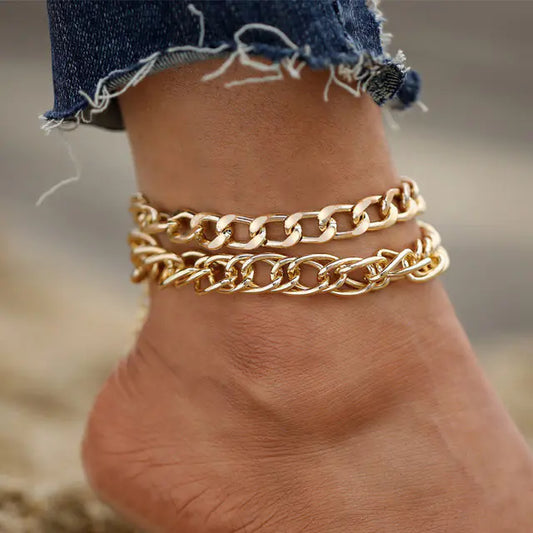 Vintage Punk Gold Chain Anklet