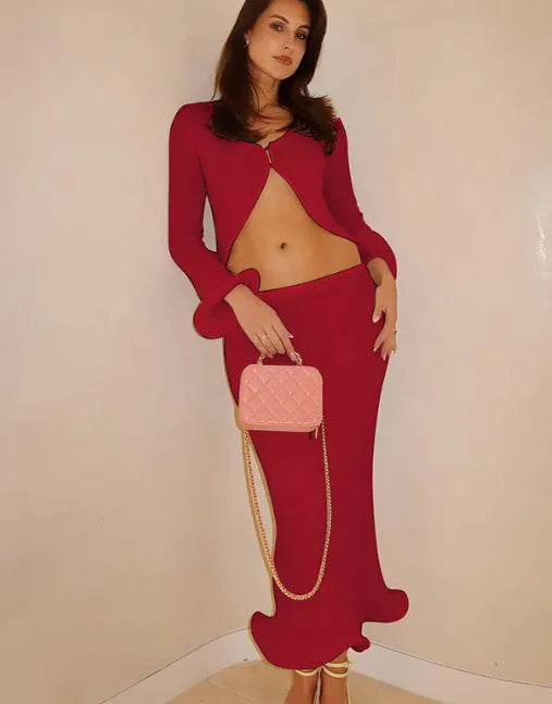 Lisa Cardigan & Skirt Set