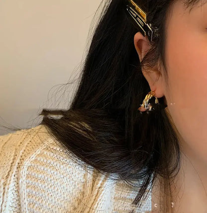 Luxury Minimalist Gold Twist Hoop Earrings