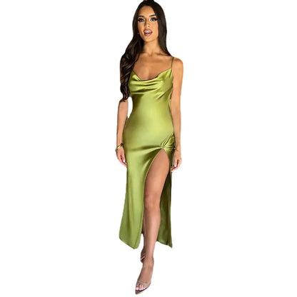 High Slit Satin Dress