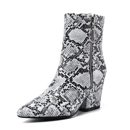 Snake Print Ankle Boots