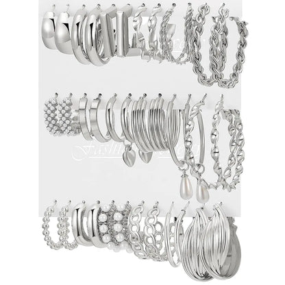 Silver Kiss Hoop Earrings Bundle