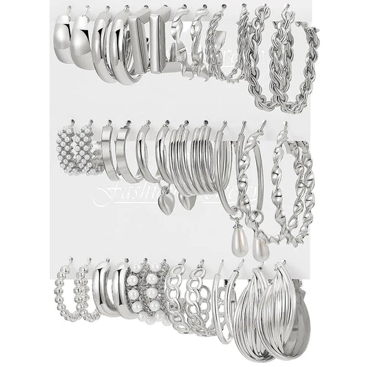 Silver Kiss Hoop Earrings Bundle