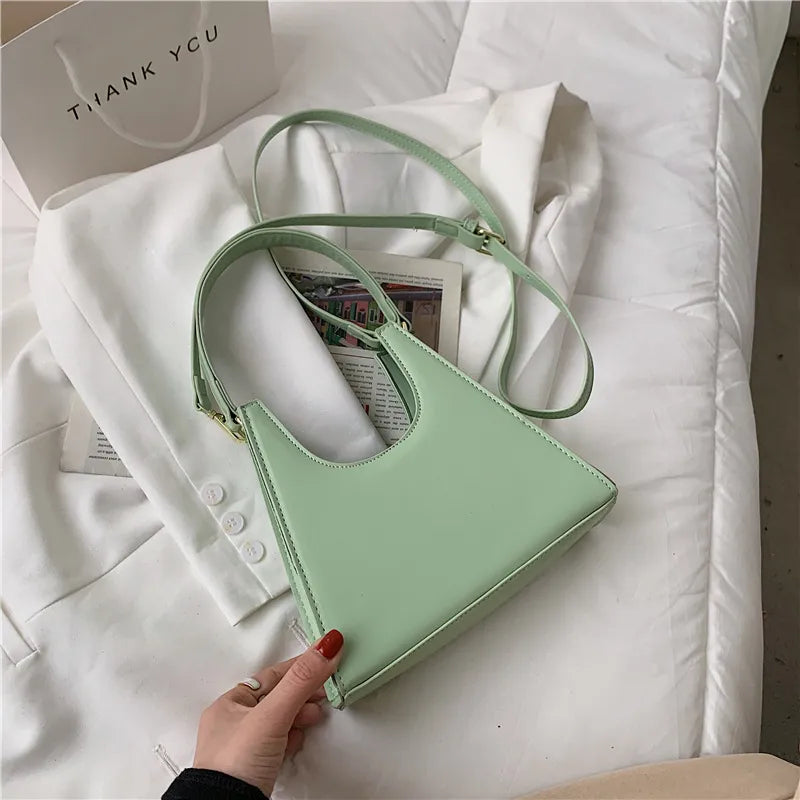 Solid Color Retro Shoulder Bag