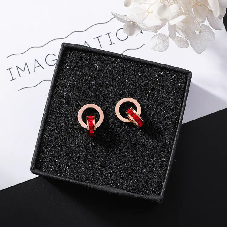 Rose Gold Diamond Double Hoop Earrings