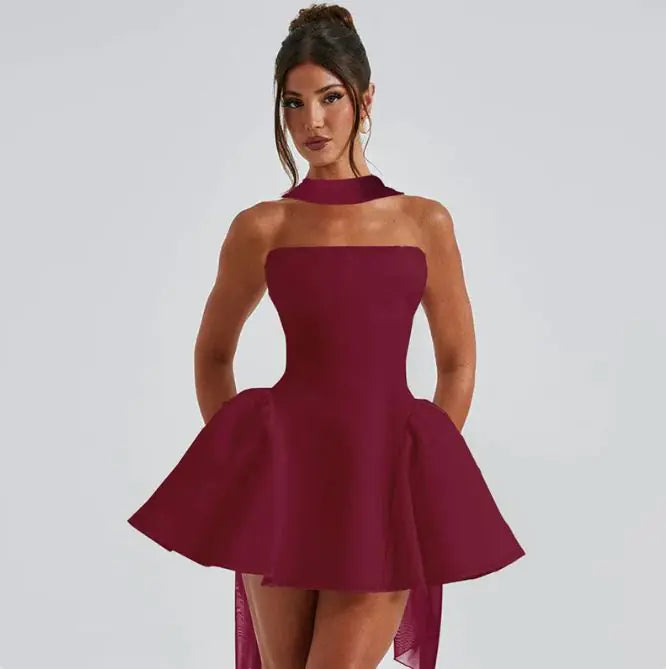 Sexy Tube Top Dress With Back Zipper