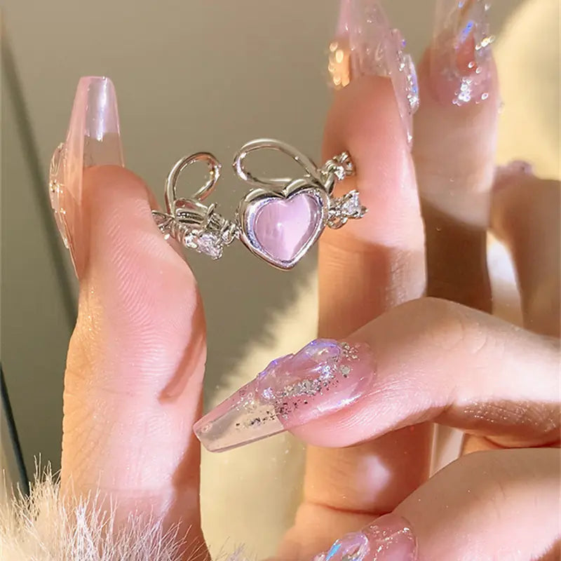 Pink Hearts Ring