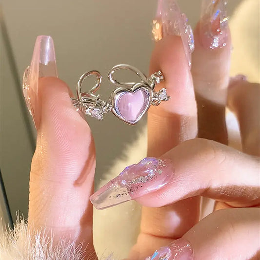 Pink Hearts Ring