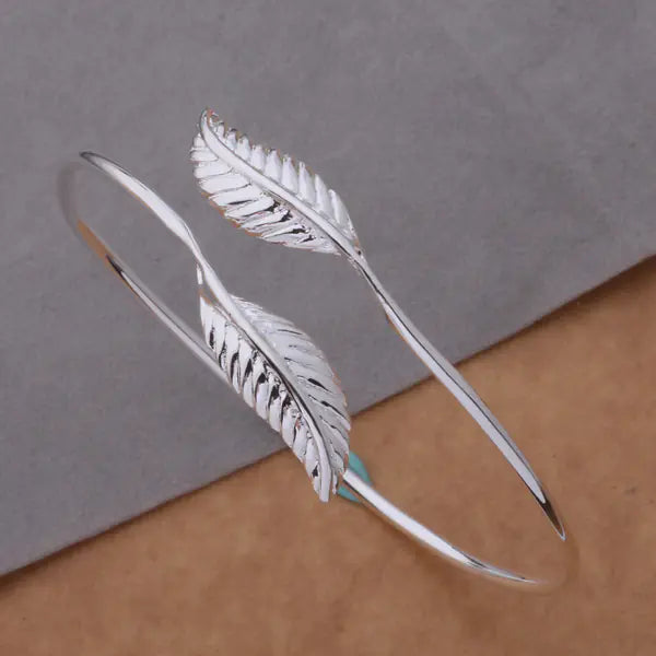 Leaf and Feather Open Bangles