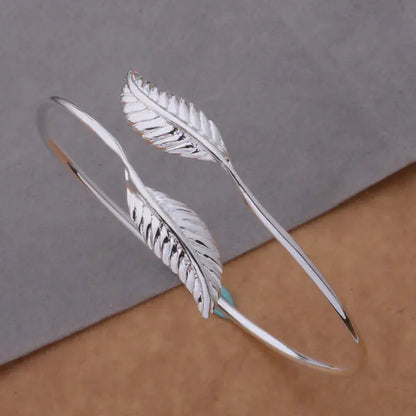 Leaf and Feather Open Bangles