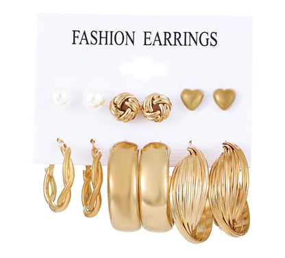 Korean Style Tassel Earrings Set (6 Pairs)