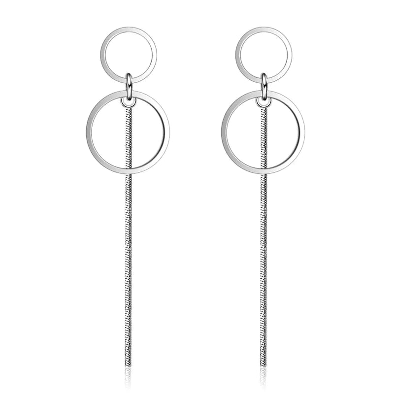 Silver Tassel Hoop Earrings