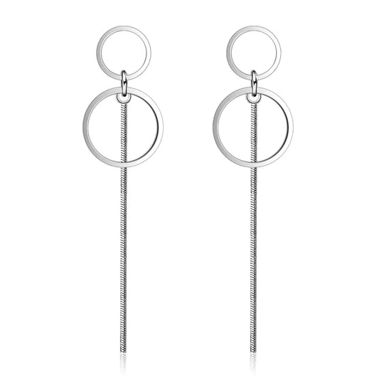 Silver Tassel Hoop Earrings