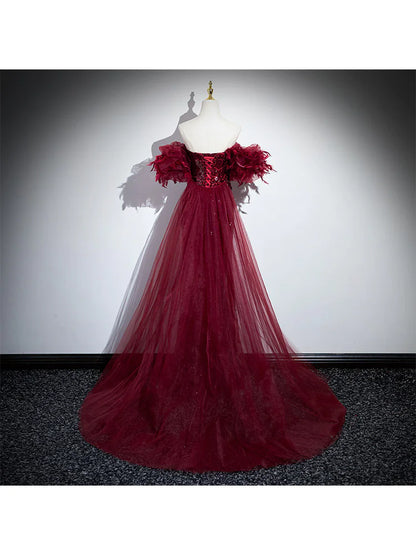 Burgundy Mermaid Sequin Evening Dress