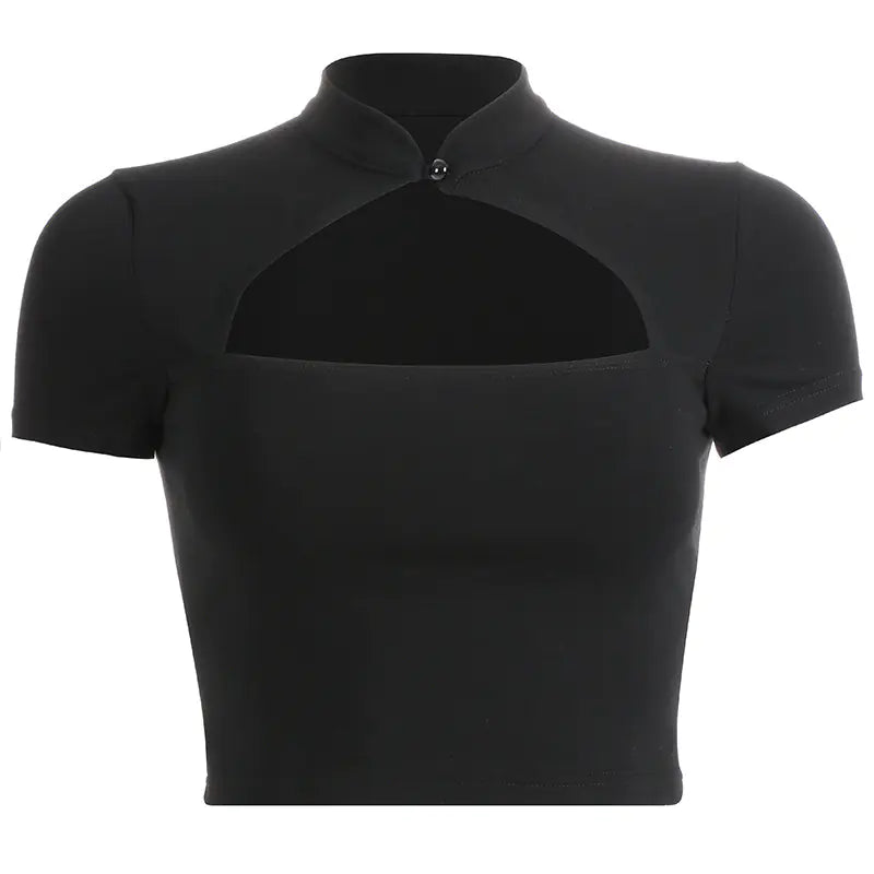 Mao Neckline Sheath Top (Black)