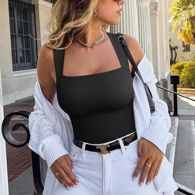 Square Neck Sleeveless Bodysuit