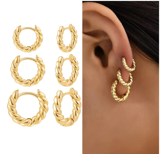 Woven Hoop Earrings Set