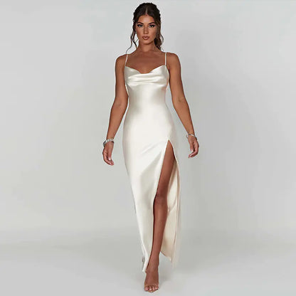 High Slit Satin Dress