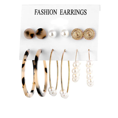 Korean Style Tassel Earrings Set (6 Pairs)