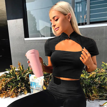 Mao Neckline Sheath Top (Black)