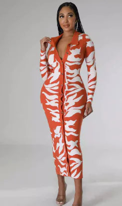Animal Print Button Down Maxi Dress