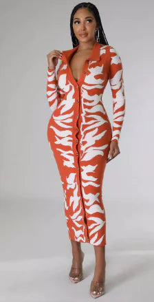Animal Print Button Down Maxi Dress