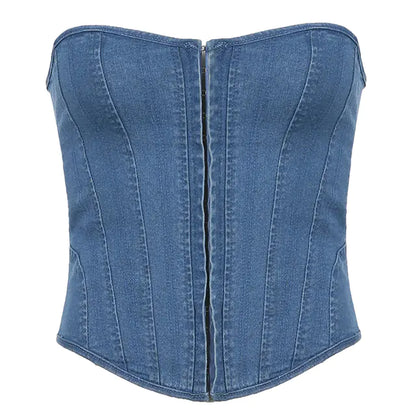 Street Style Denim Corset Top