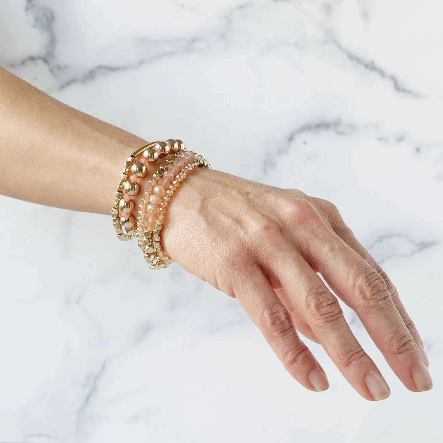 Gold Hematite Stacked Bracelet Set